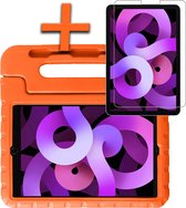 iPad Air 2022 Hoes Bumper Met Screenprotector Glas - Kindvriendelijke iPad Air 5 (2022) Kids Case - iPad Air 5 Cover Oranje