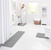 Luxe Badmat - Extreem Comfortabel - Douchemat - Badmat antislip - WC Mat - Toiletmat - Grijs - Velvet - Traagschuim - 43 X 60 CM