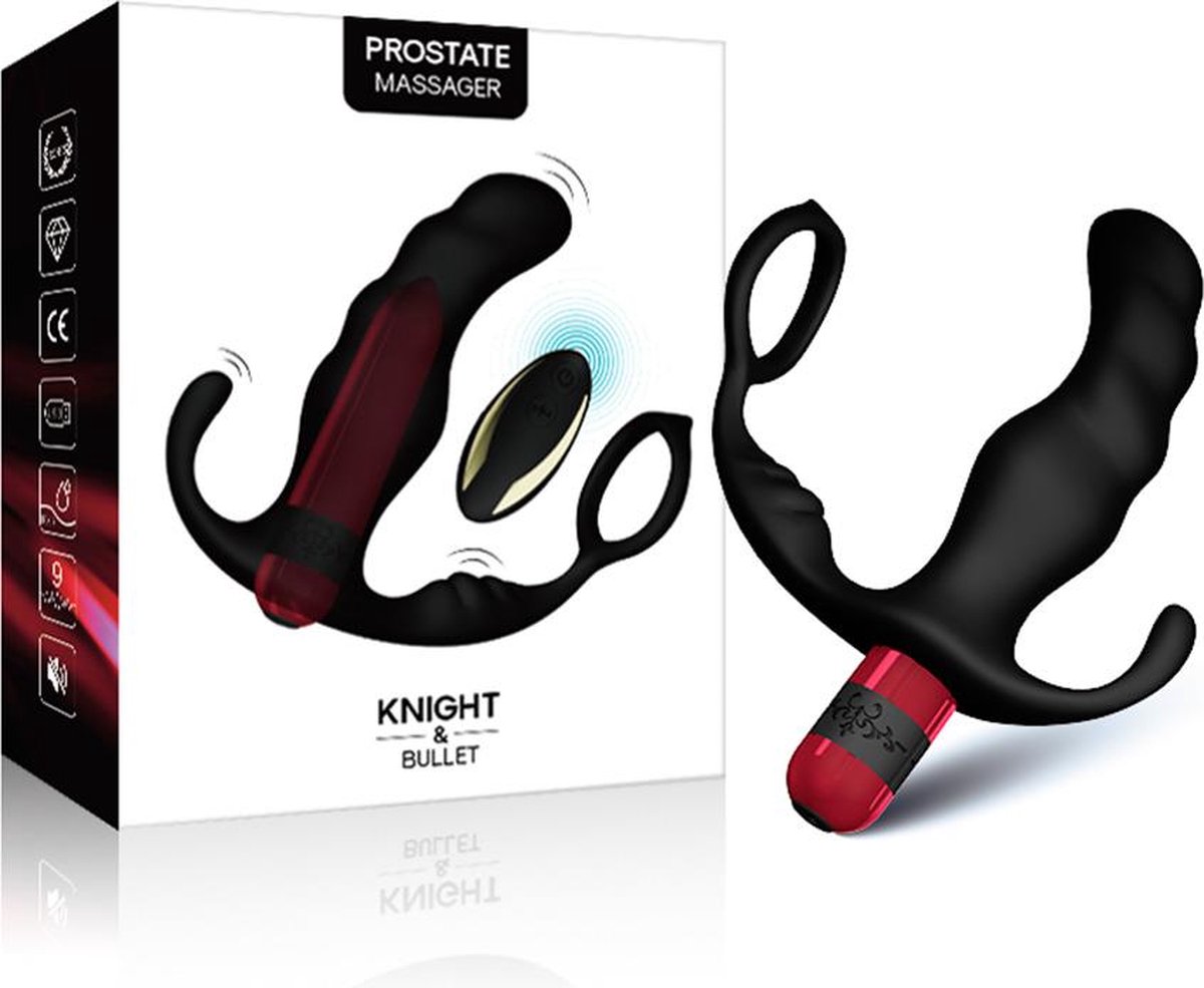 Goedkoopste Bossoftoys - Knight zwart - 52-00042 - Siliconen Massager - Prostaat Massager - 9 vibratiestanden - Zwart