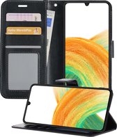 Hoesje Geschikt voor Samsung A33 Hoesje Book Case Hoes Portemonnee Cover Walletcase - Hoes Geschikt voor Samsung Galaxy A33 Hoes Bookcase Hoesje - Zwart