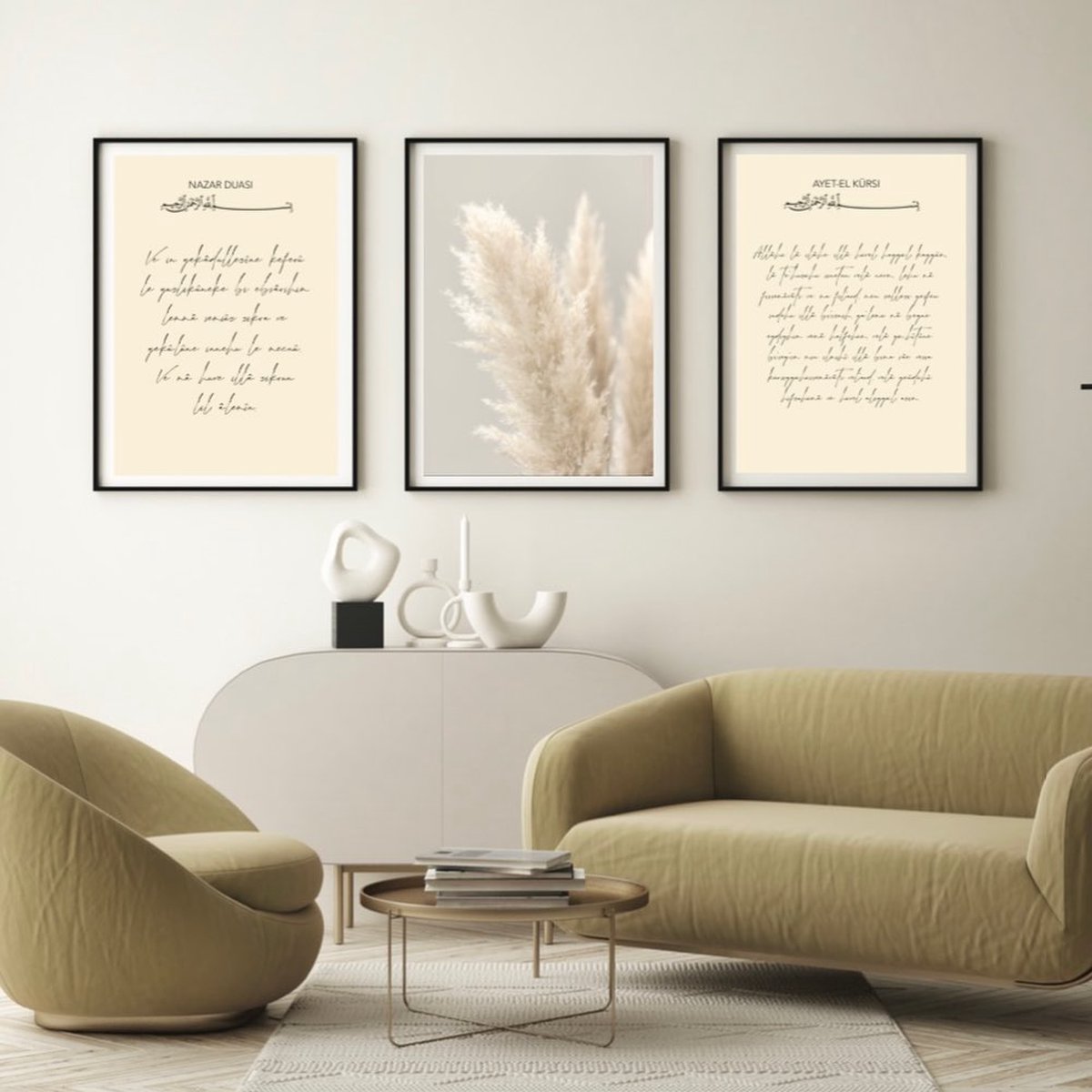 Gepersonaliseerde poster 50x70cm (zonder frame) - Islam Poster Set van 3 stuks - Islamitische Kunst aan de Muur - Wanddecoratie - Wall Art- Islamic Wall Art