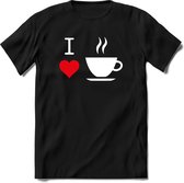 I love koffie T-Shirt Heren / Dames - Perfect koffie ochtend Shirt cadeau - koffiebonen spreuken teksten en grappige zinnen Maat L