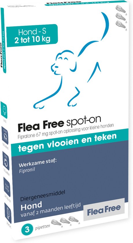 Flea Free Fipralone spot-on hond 2 tot 10 kg - 3 pipet