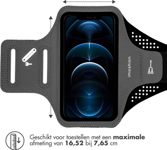 iMoshion Hardloop telefoonhouder - Hardloopband - Universele Sportarmband hardlopen - Ruimte voor pasje en sleutel - van 6,2 t/m 6,9 inch - Zwart - iMoshion