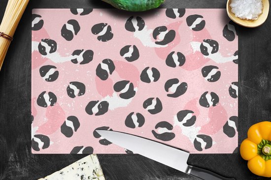 Planche à découper en Verres - 39x28 - Imprimé panthère - Deren - Design - Rose - Planches à découper en Glas