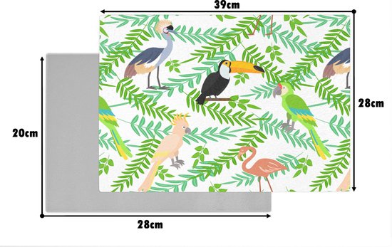 Planche à découper en Verres - 39x28 - Jungle - Vogel - Motifs - Planches à découper en Glas