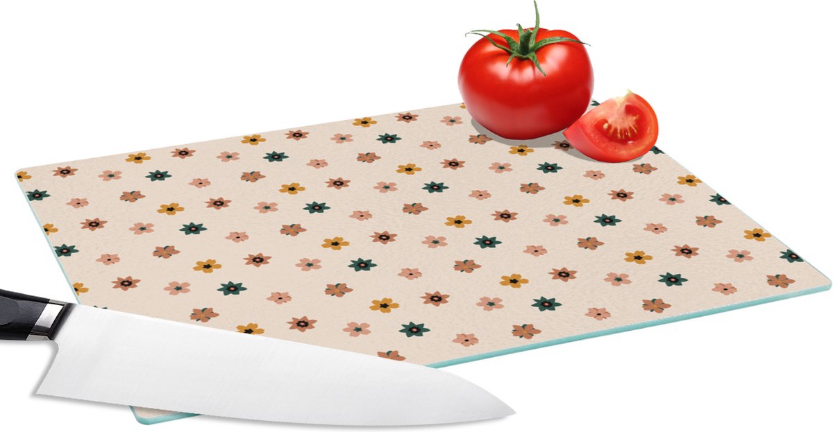 Glazen Snijplank - 28x20 - Bloemen - Patronen - Stippen - Snijplanken Glas