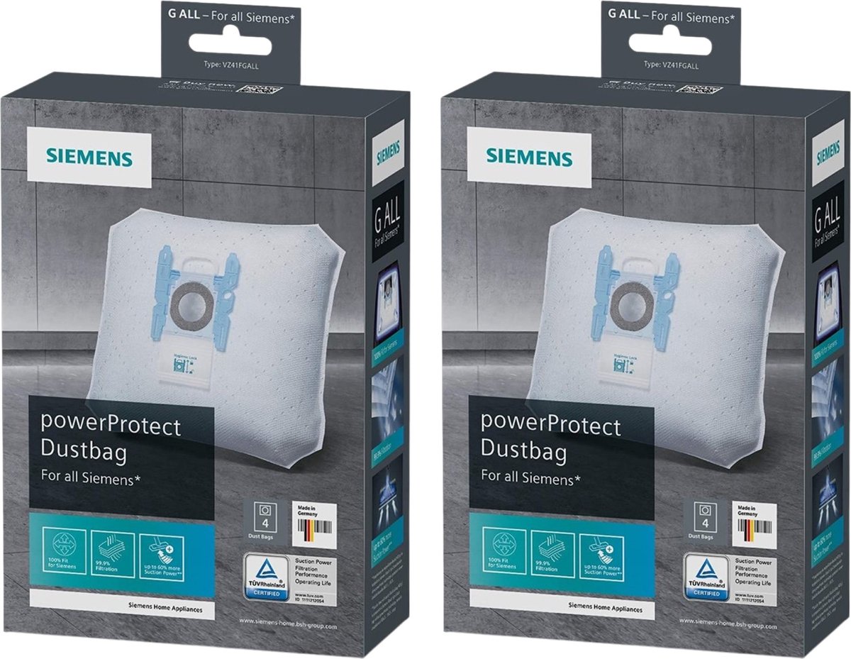 Siemens/Bosche - G ALL - Stofzuigerzakken - Powerprotect dustbag - For all Siemens - Type G ALL - Stofzakken - 8 STUK(S)