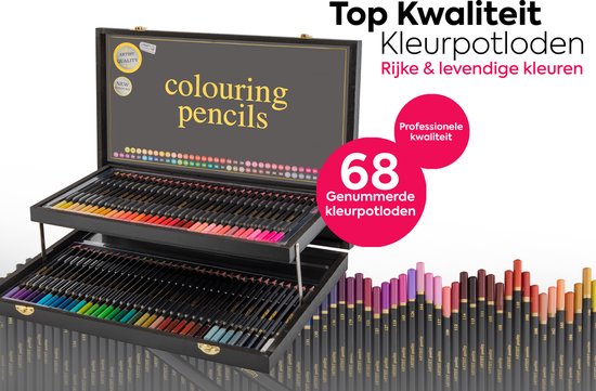 Professionele kleurpotloden in stijlvolle potlodendoos | 68-delig | Craft Sensations - Kleurpotloden voor volwassenen - Craft Sensations