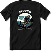 Enduro | TSK Studio Mountainbike kleding Sport T-Shirt | Blauw - Oranje | Heren / Dames | Perfect MTB Verjaardag Cadeau Shirt Maat XXL