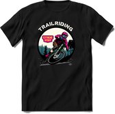 Trailriding | TSK Studio Mountainbike kleding Sport T-Shirt | Roze | Heren / Dames | Perfect MTB Verjaardag Cadeau Shirt Maat L