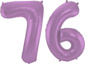 Folieballon 76 jaar metallic paars 86cm