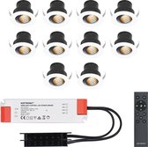 Set van 10 12V 3W - Mini LED Inbouwspot - Wit - Dimbaar - Kantelbaar & verzonken - Verandaverlichting - IP44 voor buiten - 2700K - Warm wit