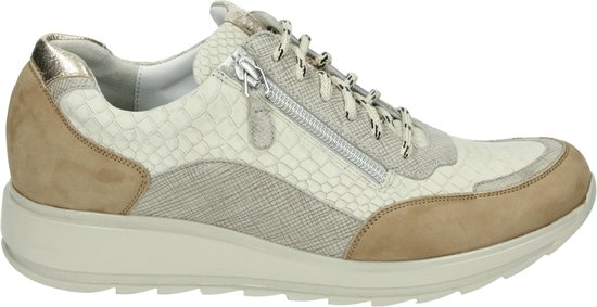 Durea 6263 H - Volwassenen Lage sneakers - Kleur: Wit/beige - Maat: