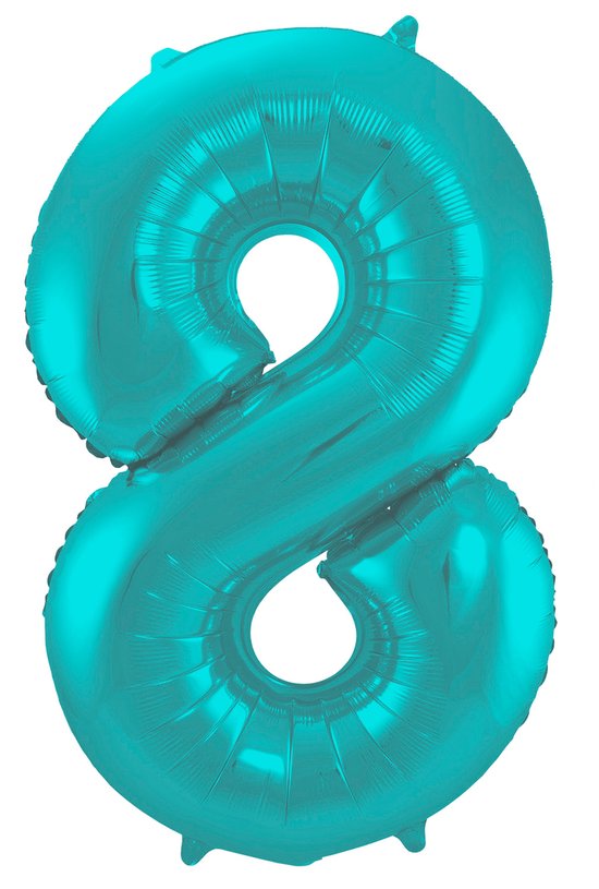 Folieballon 8 jaar metallic pastel aqua mat 86cm
