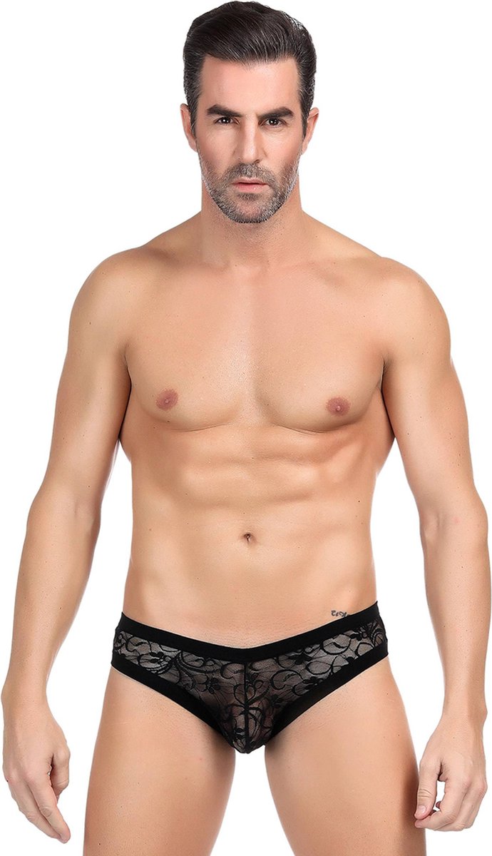 SLIP HOMME DENTELLE NOIR S/M