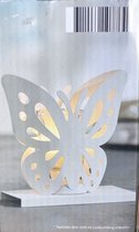 theelichthouder kaarshouder decoratie decoratief vlinder wit metaal