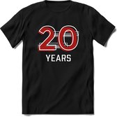 20 Years - Feest kado T-Shirt Heren / Dames - Rood / Grijs - Perfect Verjaardag Cadeau Shirt - grappige Spreuken, Zinnen en Teksten. Maat 3XL