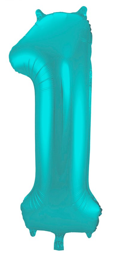 Folieballon 1 jaar metallic pastel aqua mat 86cm