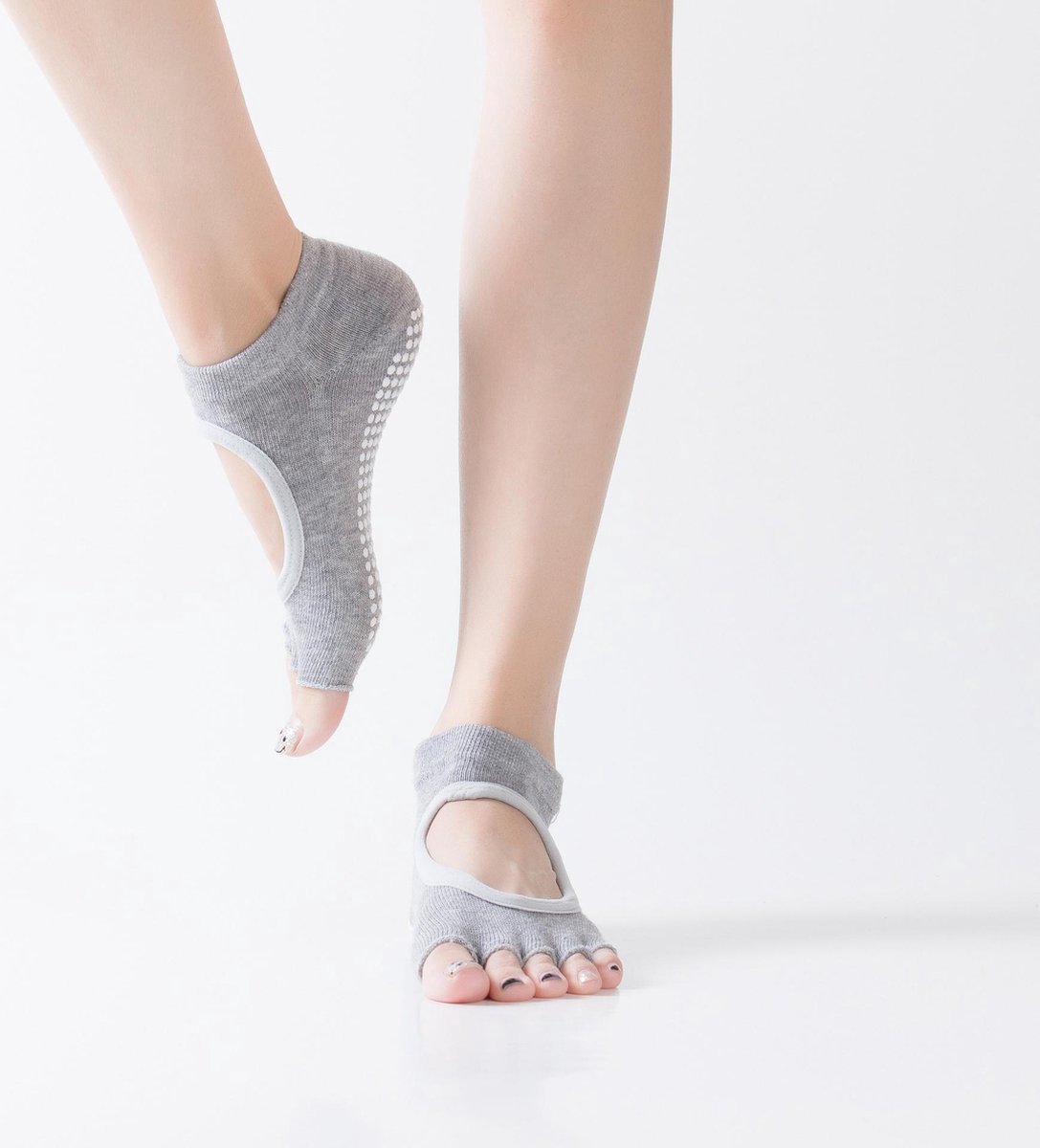 Nixnix - 2 paar - Yoga sokken Grijs - Vrouwen - One Size - Dames - Grip sokken - Yoga Socks