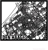 Hout-Kado Citymap Den Haag - Zwart - Houten Stadskaart - Houten wanddecoratie - Plattegrond