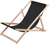 Ligstoel - strandstoel Comfortabele houten ligstoel in zwart ideaal voor het strand, balkon, terras