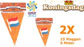 2x Koningsdag - WK 2022 - Vlaggenlijn - 15 vlaggen - 6 Meter - WK2022 - Qatar - Voetbal - Oranje - Nederland