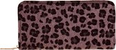 Portemonnee grijs met luipaardprint - 20x11 cm