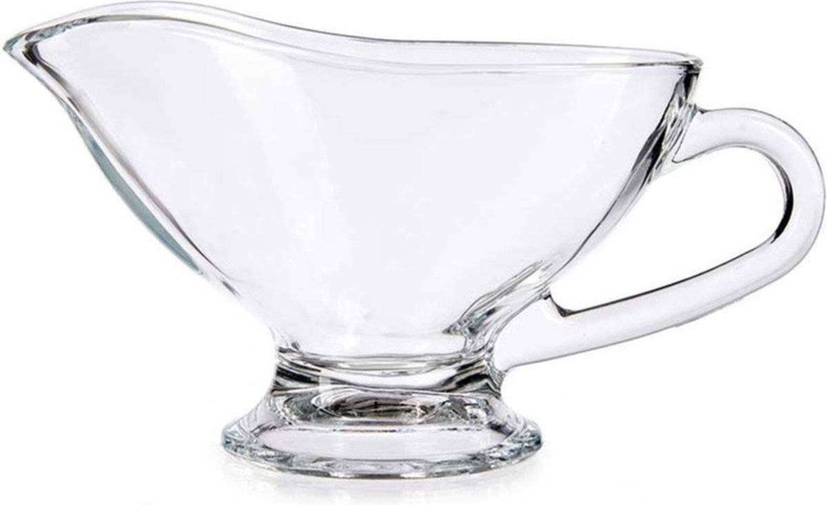 Vivalto Luxe glazen jus/saus kom - transparant - 19 x 9 x 10 cm - 300 ml - Jusbootje - Juskannetjes - Sauskannen - Saucieres