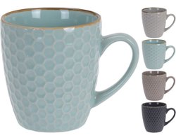 Excellent Houseware luxe gekleurde stoneware bekers/koffiekopjes - 4x - 300 ml - Koffiebekers