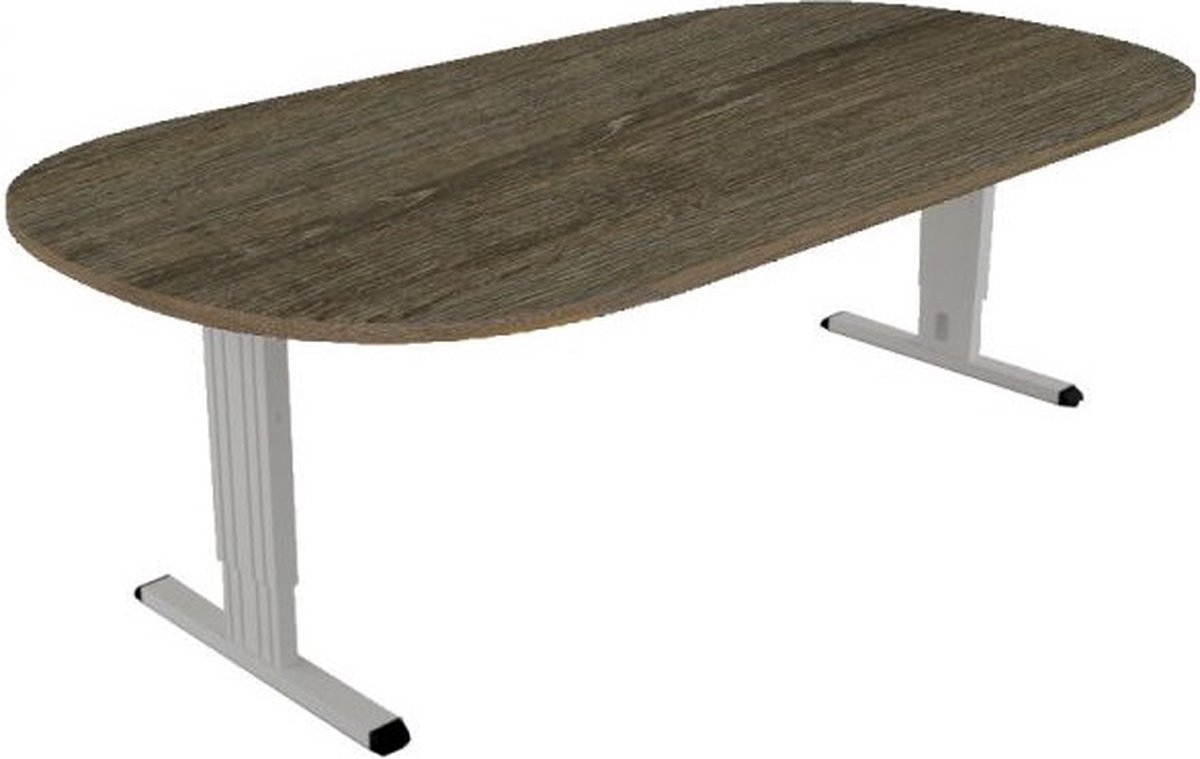 Offeco Bureau Bolton - Bureau - Bureautafel - Vergadertafel - Gaming bureau - Game bureau - Computertafel - Desk - Bureau Aluminium - Verstelbaar bureau - Gaming Desk - Bureau tafel - Bureau verstelbaar –  Bruin eiken -240x120cm