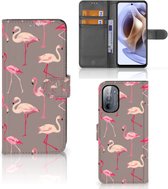 Hoesje met naam Motorola Moto G31 | G41 Wallet Book Case Flamingo