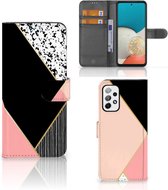 GSM Hoesje Samsung Galaxy A73 5G Bookcase Black Pink Shapes