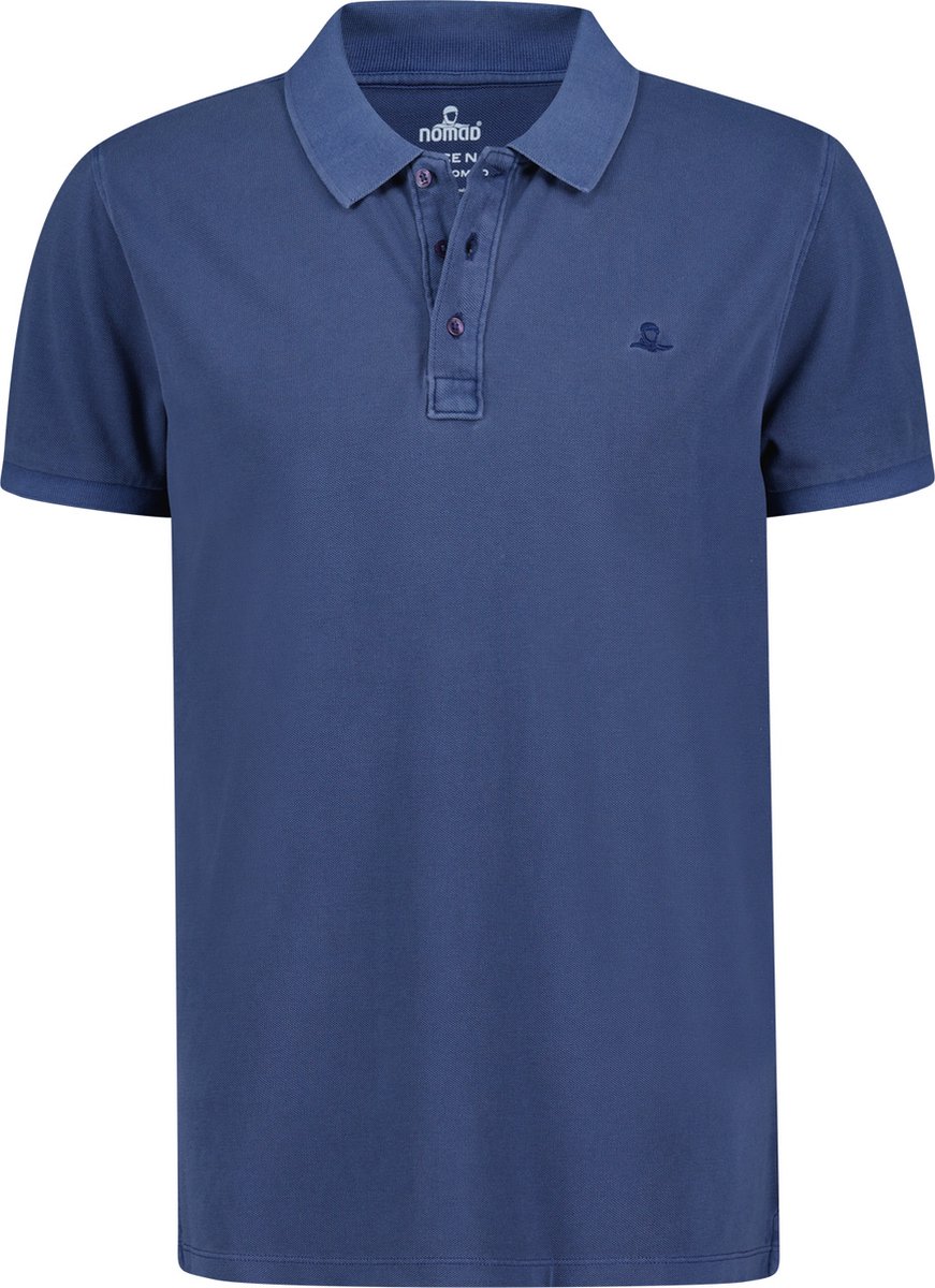 NOMAD® Taupo Polo Heren | Nature Dye | XL | Blauw | Polo Shirt Korte Mouw | Luchtig Katoen