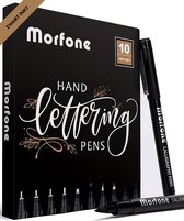 Morfone Handlettering Stiften Voor Volwassenen - Pennen - Markers - Brushpen - Fineliner zwart - Kalligrafie pennen set op waterbasis