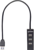 Manhattan 163828 4 poorten USB 3.2 Gen 1-, USB 2.0-combi-hub Zwart