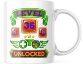 Verjaardag Mok level 36 unlocked | Verjaardag cadeau | Grappige Cadeaus | Koffiemok | Koffiebeker | Theemok | Theebeker