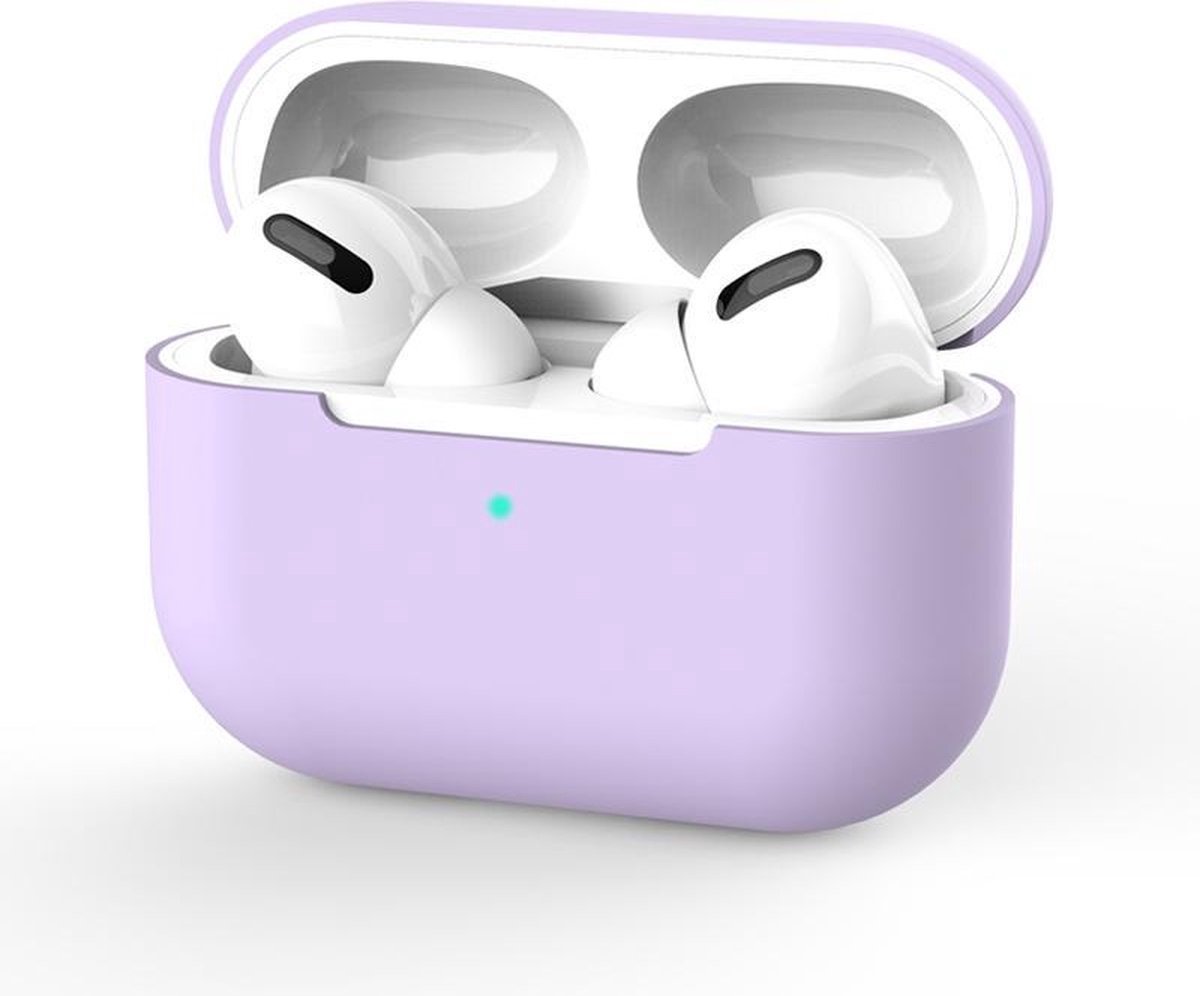 Apple AirPods Pro - Siliconen Case Cover - Hoesje voor AirPods - Geschikt voor AirPods Pro - Eendelig - Kleur Paars