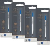 Parker rollerball vulling- refill - blauw medium - 4 stuks