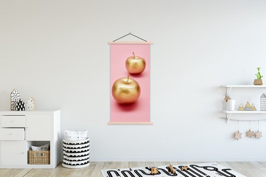 Porte-affiche avec affiche - Affiche scolaire - Pomme - Or - Nature morte - 90x180 cm - lattes vierges