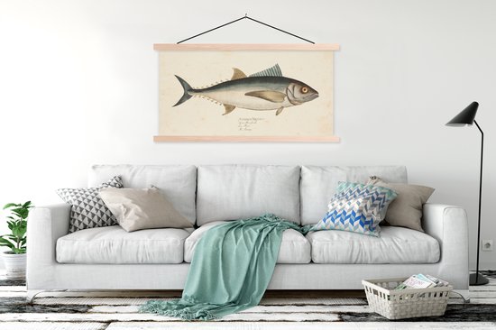 Porte-affiche avec affiche - Affiche scolaire - Une illustration vintage d'un poisson - 120x60 cm - Lattes vierges