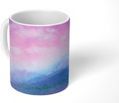 Mok - een roze lucht boven een vallei - 350 ML - Beker - Uitdeelcadeautjes