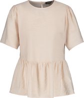 TAIFUN Dames Blouse met korte mouwen en schootje Oatmeal-46