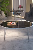 Sierra Salontafel Set | Marmeren look | Set van 4 | Zwart | Goud | Luxe design | Marmer | Bijzettafel | Sofa tafel Ovaal | Woonkamer tafel | Salon tafel | Industriële Salontafelset