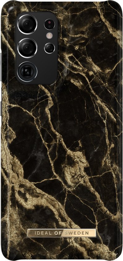 iDeal of Sweden hoesje voor Galaxy S21 Ultra - Hardcase Backcover - Fashion Case - Golden Smoke Marble