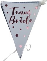 Vlaggenlijn "Team Bride" bruiloft - Roze / Wit / Zilver - Kunststof / Folie - Ca. 300 cm - Feest - Bruiloft - Party - Feestvlag - Vlaggetjes - Vlaggenlijm