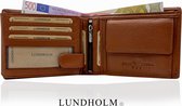 Lundholm portemonnee heren leer bruin - ideaal billfold model - zeer soepel leer