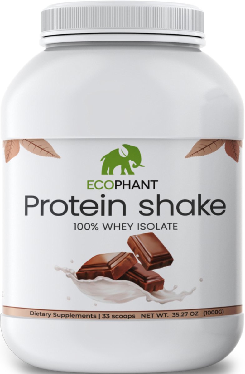Ecophant Whey Isolaat - Proteïne Poeder / Proteïne Shake - Eiwitshake - Chocolade 1000 gram
