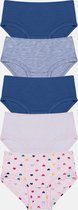Gami Meisjes Slip Set van 5 stuks 104 Indigo/roze/grijs/hartjes