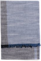 Mooie Stijlvolle Sjaal - Dunne Sjaal - Gestreepte Sjaal - Katoen/Viscose Sjaal - Navy/Blauwe Sjaal
